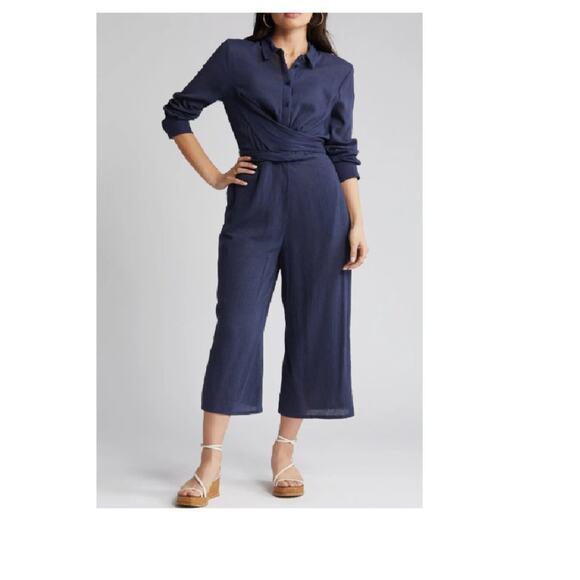 NWT ~ CASLON NORDSTROM Wrap Front Cotton/ Viscose Jumpsuit 2X - Picture 8 of 9